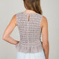 STRIPE SLEEVELESS SMOCKED BLOUSE