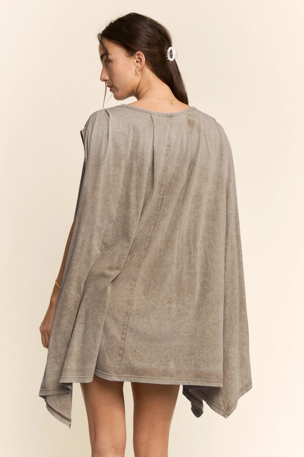 BOAT NECK HANKERCHIEF MINI JERSEY DRESS