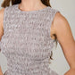 STRIPE SLEEVELESS SMOCKED BLOUSE