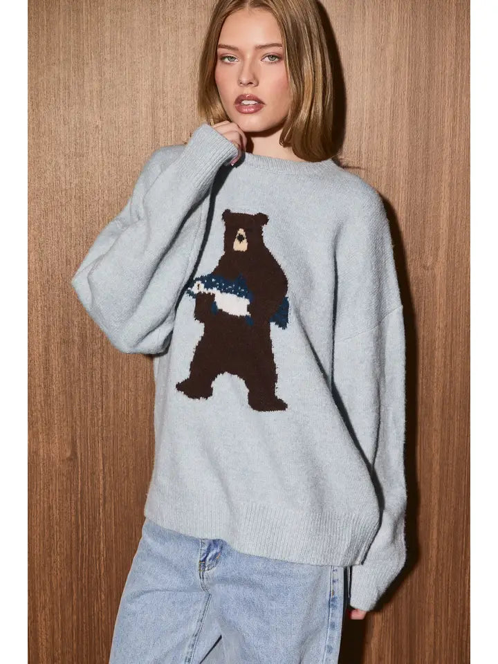 FISHING BEAR OVERSIZED SWEATER