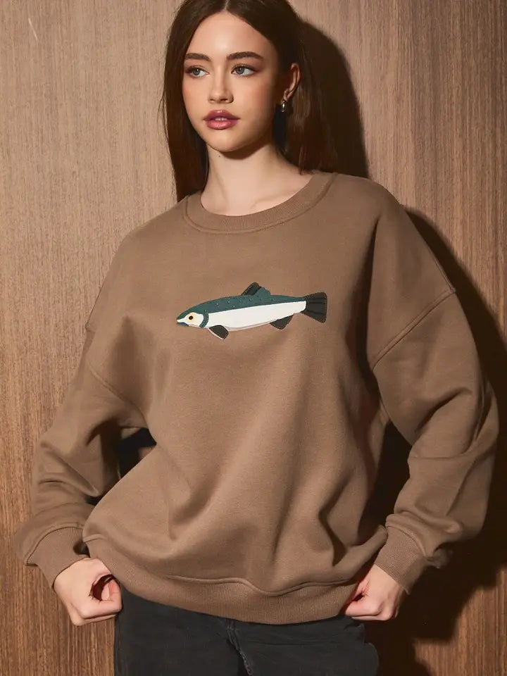 FISH GRAPHIC OVERSIZED SWEATSHIRT