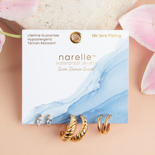 Waterproof Half Moon Hoop Earring Trio
