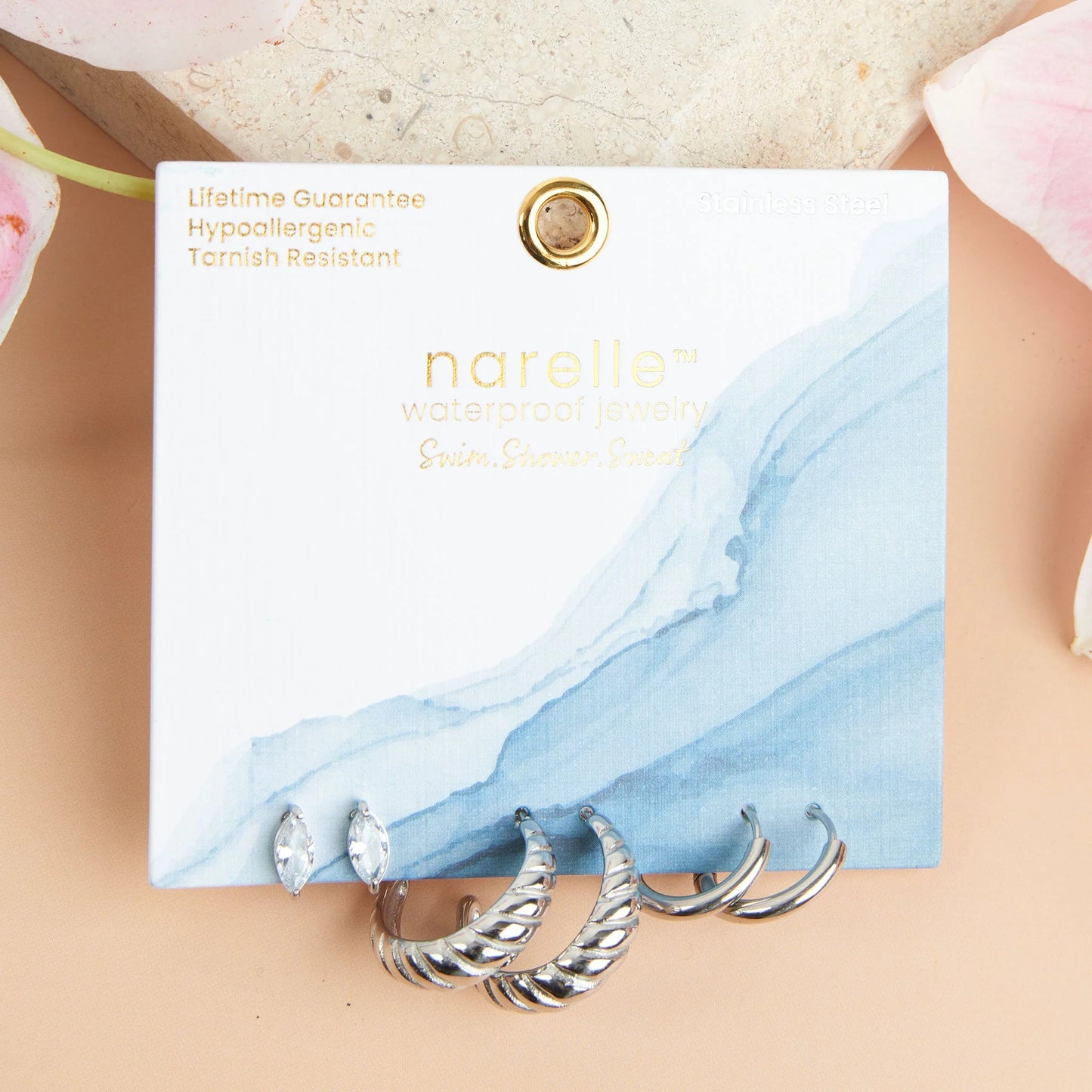 Waterproof Half Moon Hoop Earring Trio