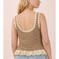 RUFFLE HEM STRIPE TOP - NATURAL