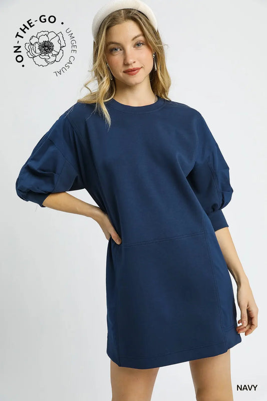 READY FOR THE DAY PUFF SLEEVE DRESS