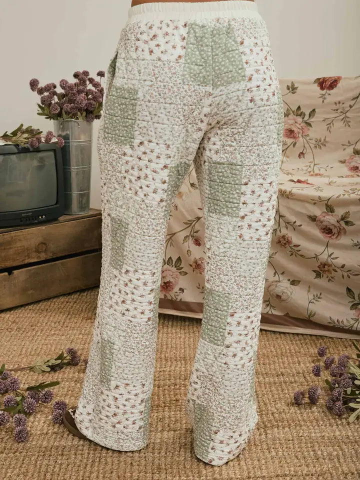 FLORAL QUILT KNIT PANTS