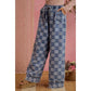 CHECKERED WASHED DENIM WIDE LEG JEANS