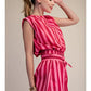 BY THE OCEAN SIDE STRIPED TOP - FUCHSIA