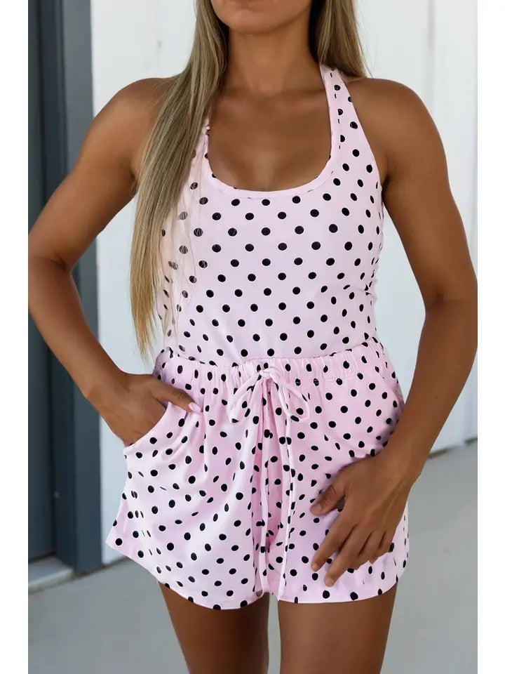 CAMILLE POLKA DOT HALTER TANK