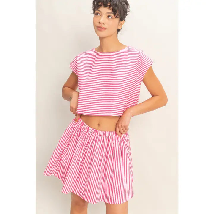 PIPPA STRIPED SKIRT - PINK