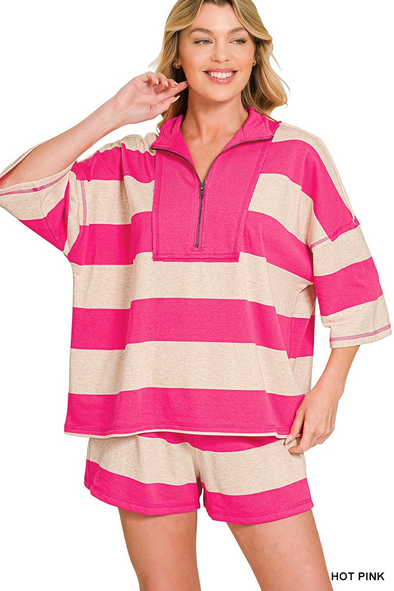 BEX STRIPED SHORTS - PINK