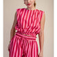 BY THE OCEAN SIDE STRIPED SHORTS - FUCHSIA