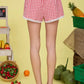 PLAID LACE DETAIL SHORTS