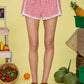 PLAID LACE DETAIL SHORTS