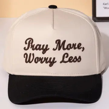 PRAY MORE, WORRY LESS HAT - BLACK