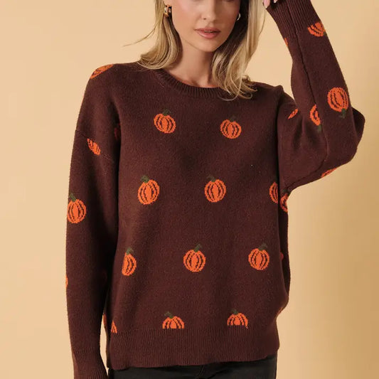 OVERSIZED GRAPHIC PUMPKIN SWEATER - FINAL SALE