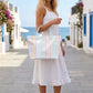 STRIPED PVC TOTE BAG - RAINBOW
