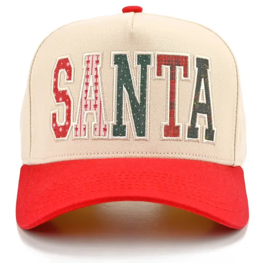SANTA APPLIQUE LETTER TRUCKER HAT - RED