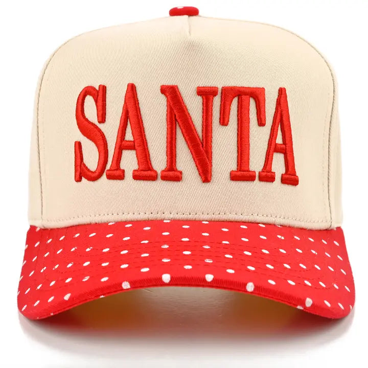 SANTA POLKA DOT TRUCKER HAT - RED