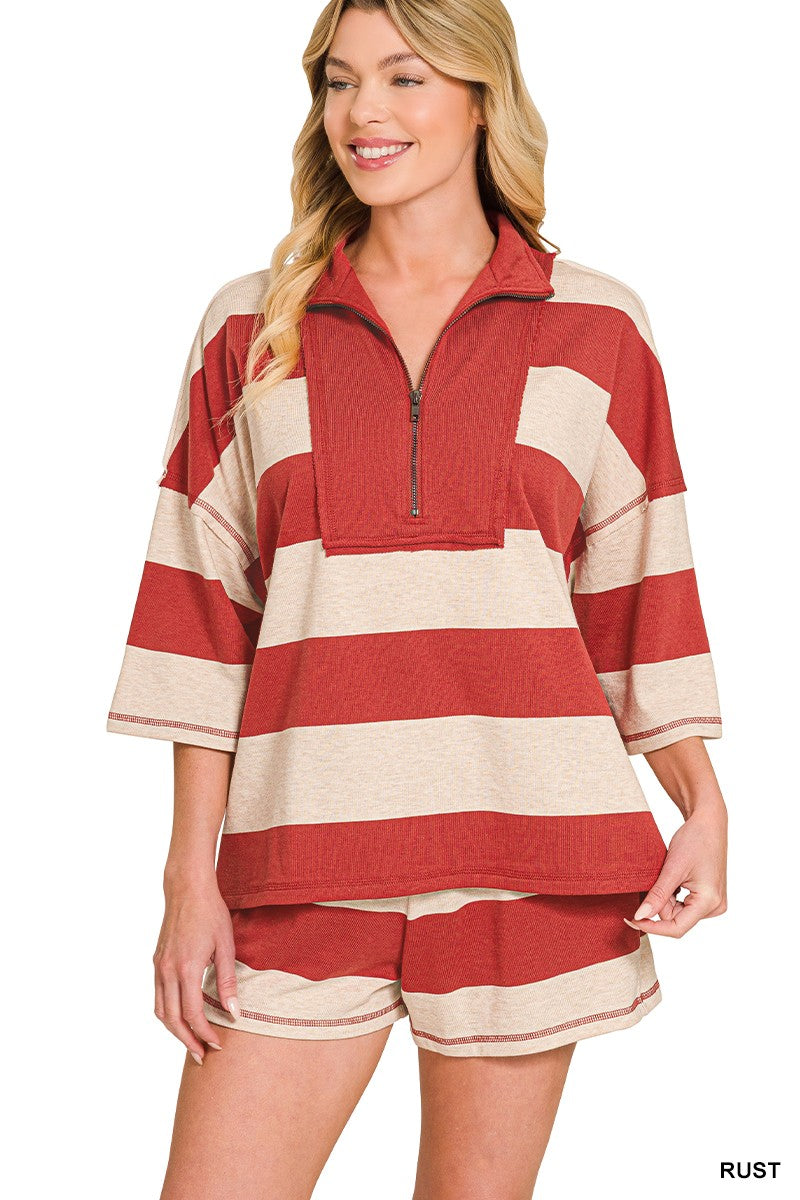 BEX STRIPED TOP - RUST