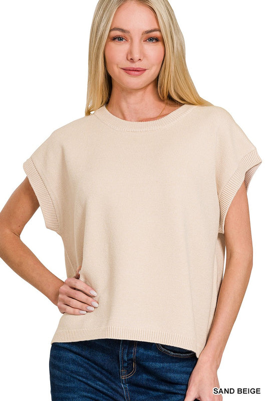 SLOANE VISCOSE SWEATER VEST - SAND BEIGE