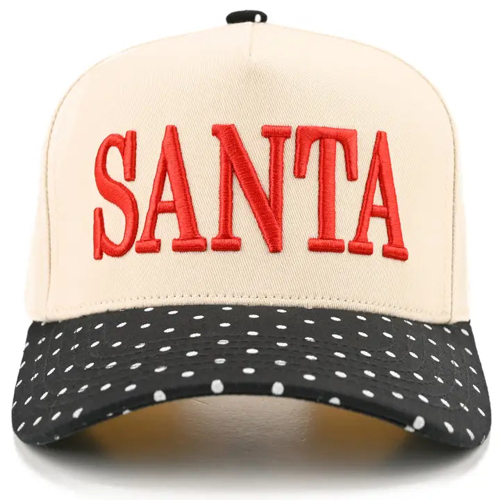 SANTA POLKA DOT TRUCKER HAT - BLACK