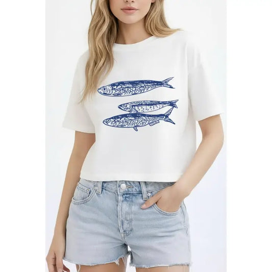SARDINE GRAPHIC CROP TOP
