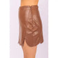 SCALLOP HEM FAUX LEATHER MINI SKIRT