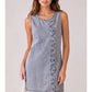 SCALLOP WASHED DENIM MINI DRESS