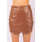 SCALLOP HEM FAUX LEATHER MINI SKIRT