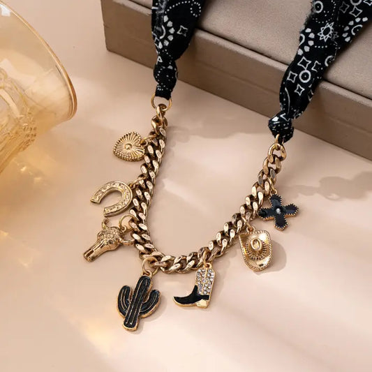 SCARF WESTERN CHARM NECKLACE