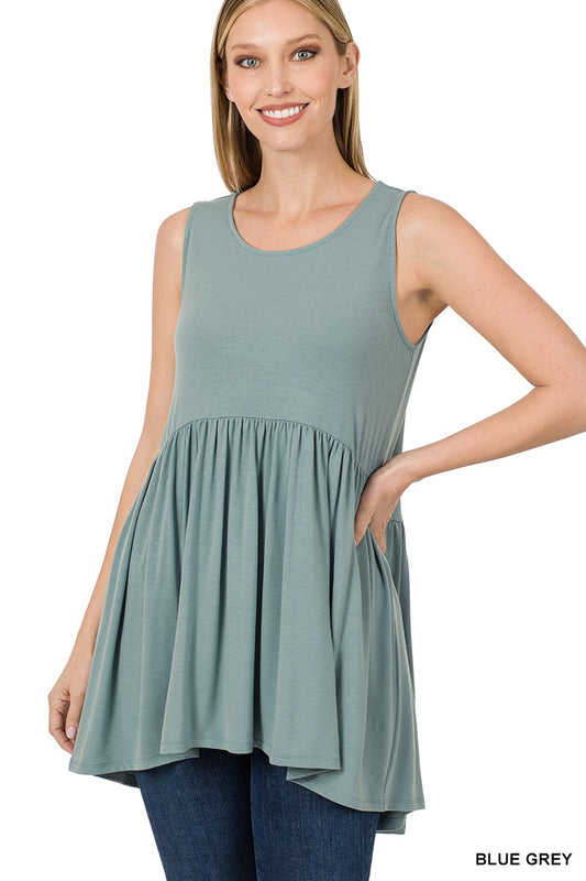 SHIRRING DETAIL TANK TOP