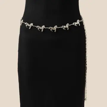 MULTI HORSE CHAIN BELT - SILVER