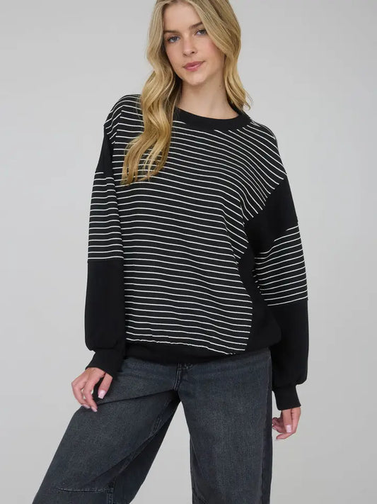 ROWAN STRIPED TOP - BLACK