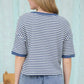 STRIPED BUTTON DOWN KNIT TOP
