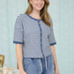 STRIPED BUTTON DOWN KNIT TOP
