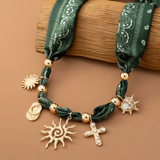 SUNBURST SCARF CHARM NECKLACE