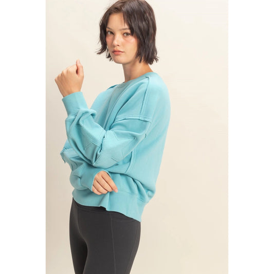 STAR PATCH SWEATSHIRT - BLUE