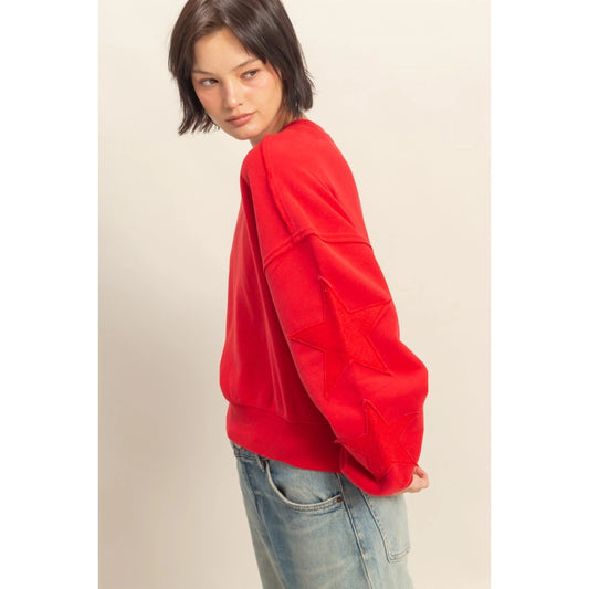 STAR PATCH SWEATSHIRT - RED