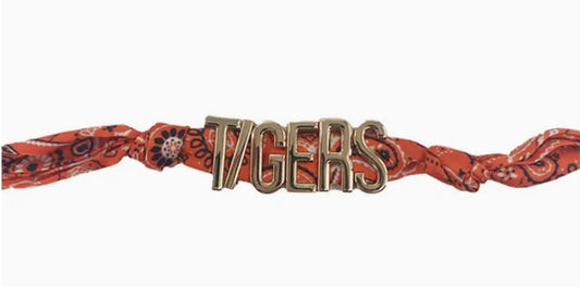 INITIAL CHARM BANDANA NECKLACE - TIGERS ORANGE