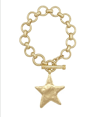 Bold Star Charm Toggle Bracelet - Gold