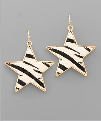Funky Print Star Earrings