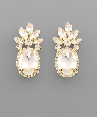 Oval & Marquise Crystal Earrings - Clear