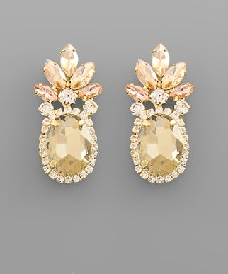 Oval & Marquise Crystal Earrings - Topaz