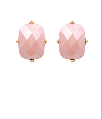 Rectangular Acetate Earrings - Pink