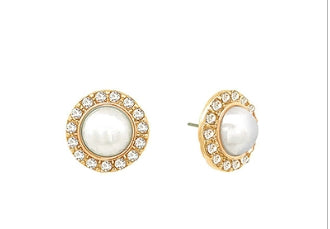Round Pearl Halo Earrings - 10MM