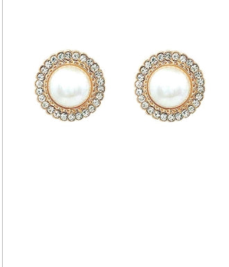 Round Pearl Halo Earrings - 15MM
