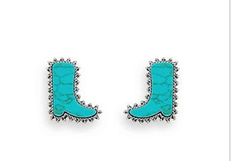 Western Turquoise Boot Earrings