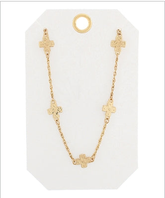 Multi Cross Station Necklace - Silver