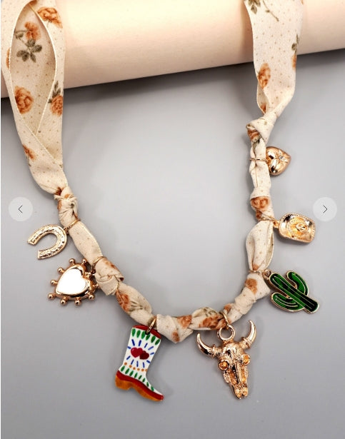 Take Me to the Country Scarf Charm Necklace